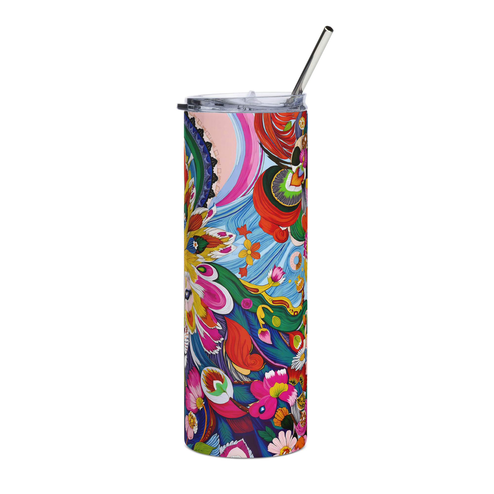 Artistic Lion Insulated Tumbler — Black, side view